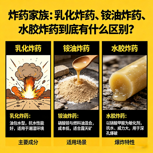 涞水炸药家族：乳化炸药、铵油炸药、水胶炸药到底有什么区别？